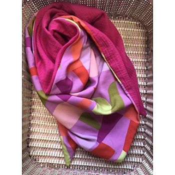 Foulard Pamela Rose  - Foulard Créateur Femme – Petite Série – Coton & Viscose ecovero 